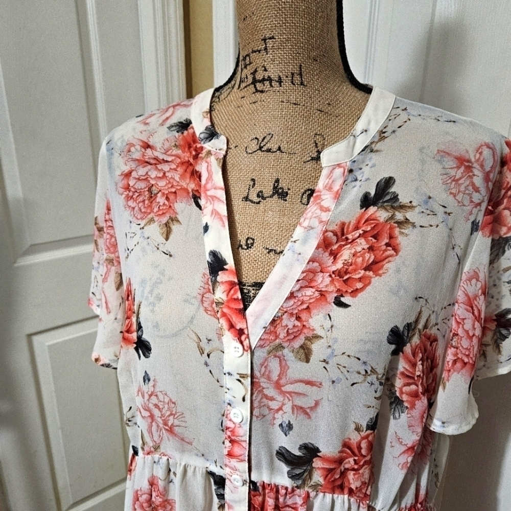 Torrid Lexie Babydoll Chiffon High-Low Sheer Floral Tunic Size 1 (1X) - Picture 4 of 13